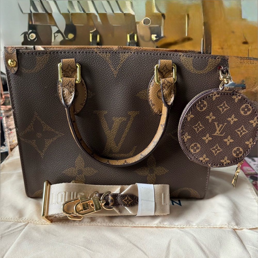 Peanut butter handbag with cross body strap and coin purse